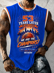 Men's New York Basketball Champions Celebration Print Casual Vest gracestitchs