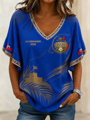 Women's 2026 Haiti Football Casual T-Shirt gracestitchs