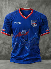 Men's Haiti Soccer V-Neck T-Shirts