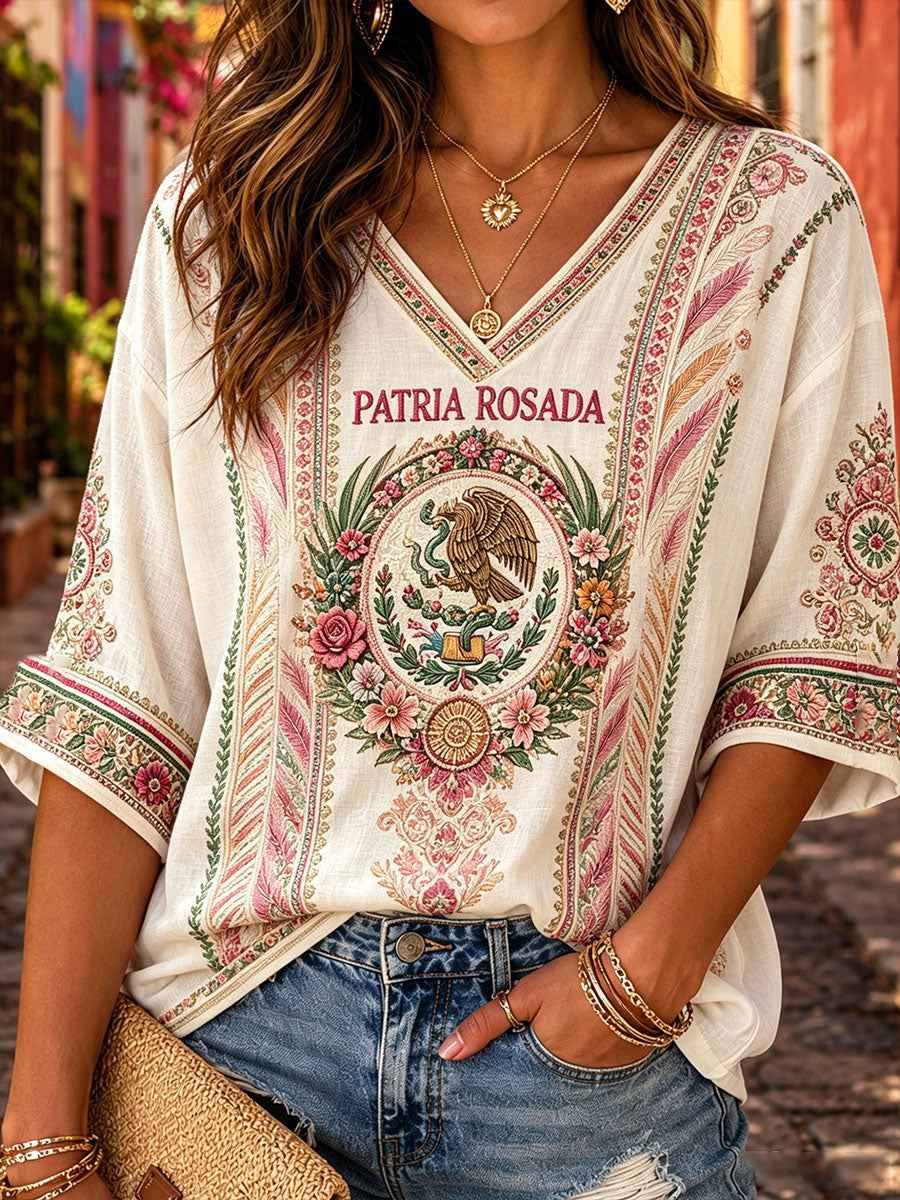 Women's Mexico Football Lover Art Printed Casual Tops