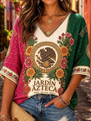 Women's Mexico Football Lover Art Printed Casual Tops