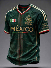 Men's Mexico Football Lover Art Printed V-neck T-shirt