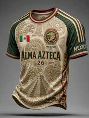Men's Mexico Football Lover Art Printed T-shirt