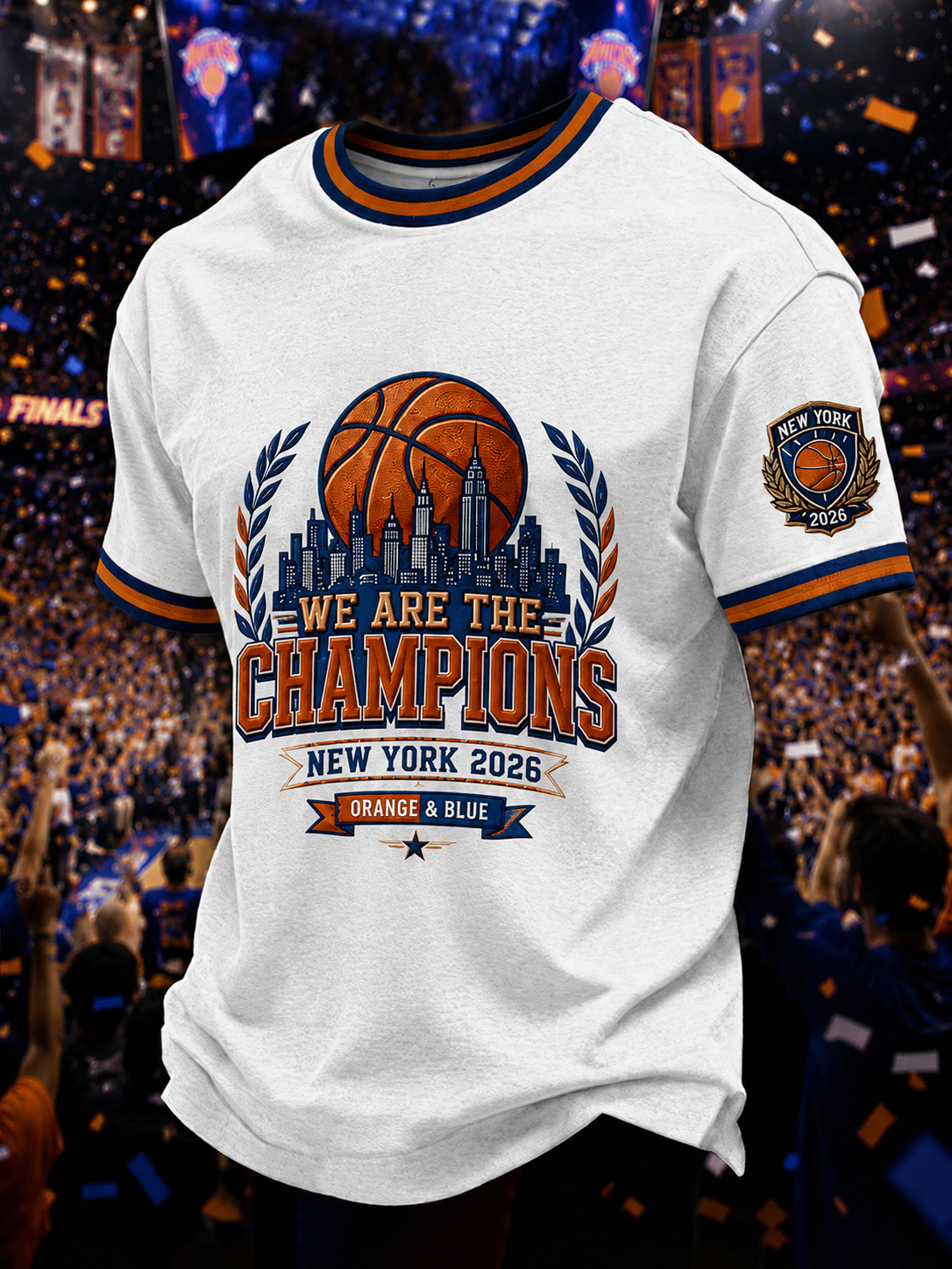Men's New York Basketball Champions Celebration Print Casual Tee gracestitchs