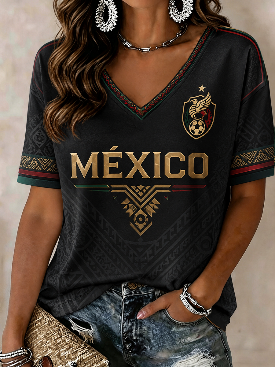 Women's Mexico Printed short-sleeved T-shirt gracestitchs