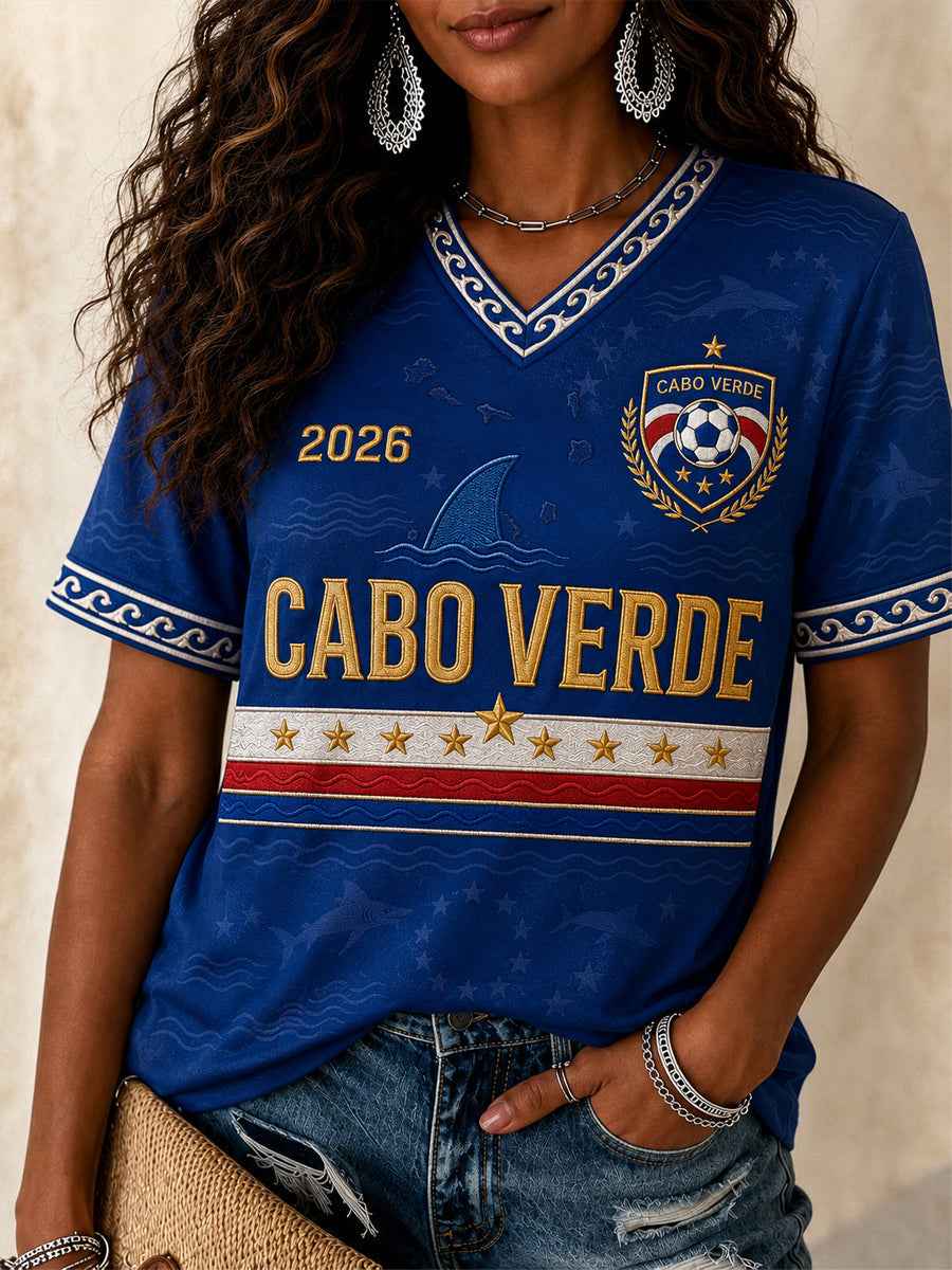 Women's Gift For Football Fans Print Casual V-Neck Tee