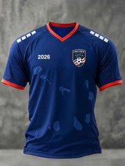 Men's Gift For Football Fans Print Casual V-Neck Tee