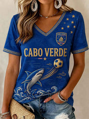 Women's Gift For Football Fans Print Casual V-Neck Tee