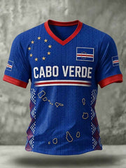 Men's Gift For Football Fans Print Casual Short Sleeve V-Neck T-shirt