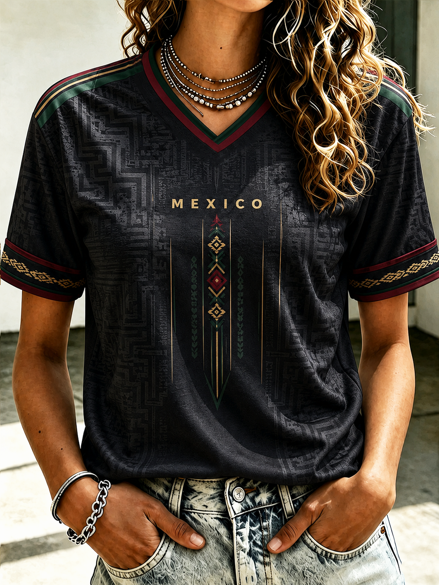Women's Mexico Football Printed short-sleeved T-shirt gracestitchs