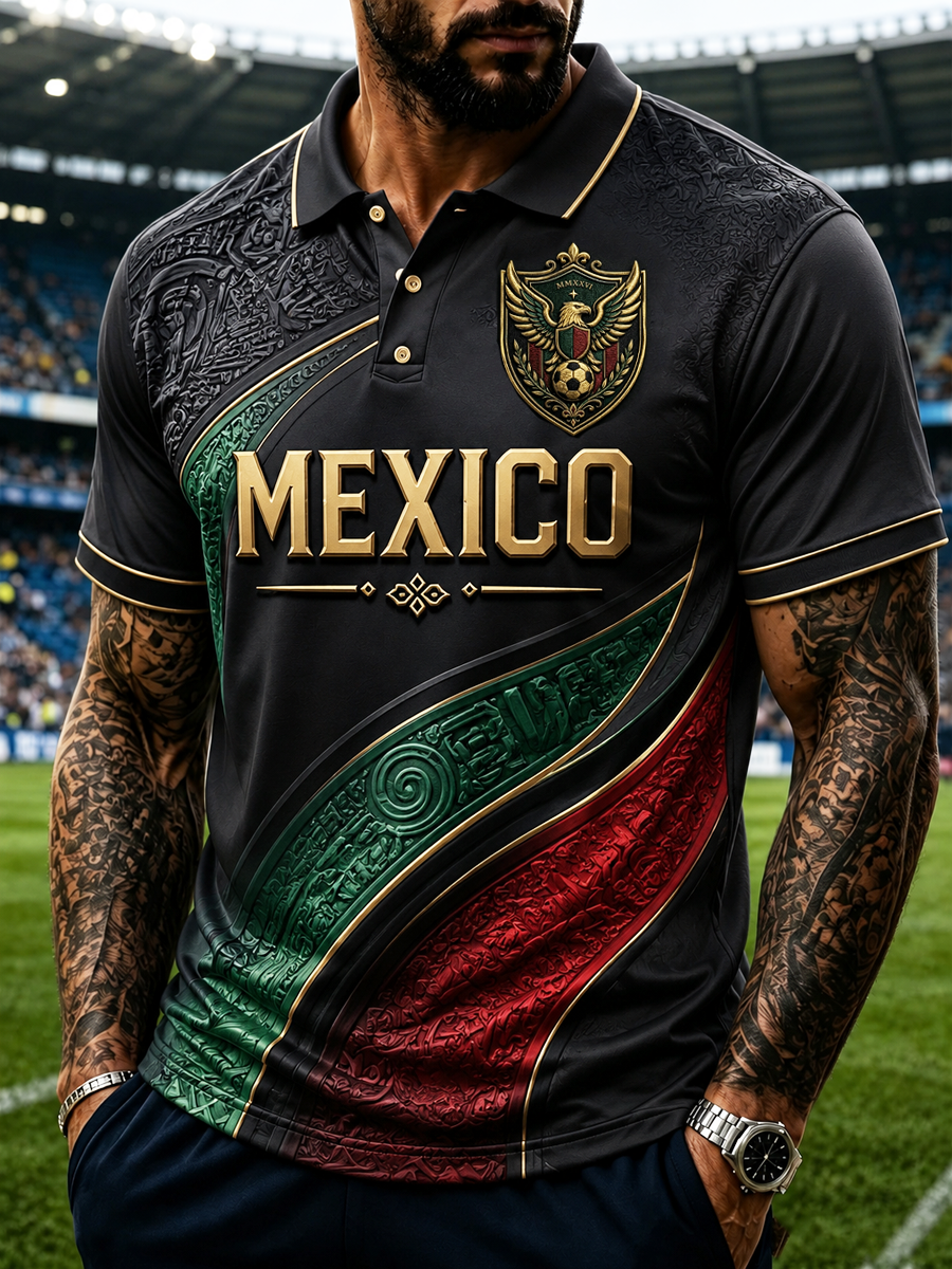 Men's Mexico Football Printed polo shirt gracestitchs