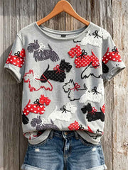 Women's Lovely Scottish Terrier Dogs Pattern Print short-sleeved T-shirt