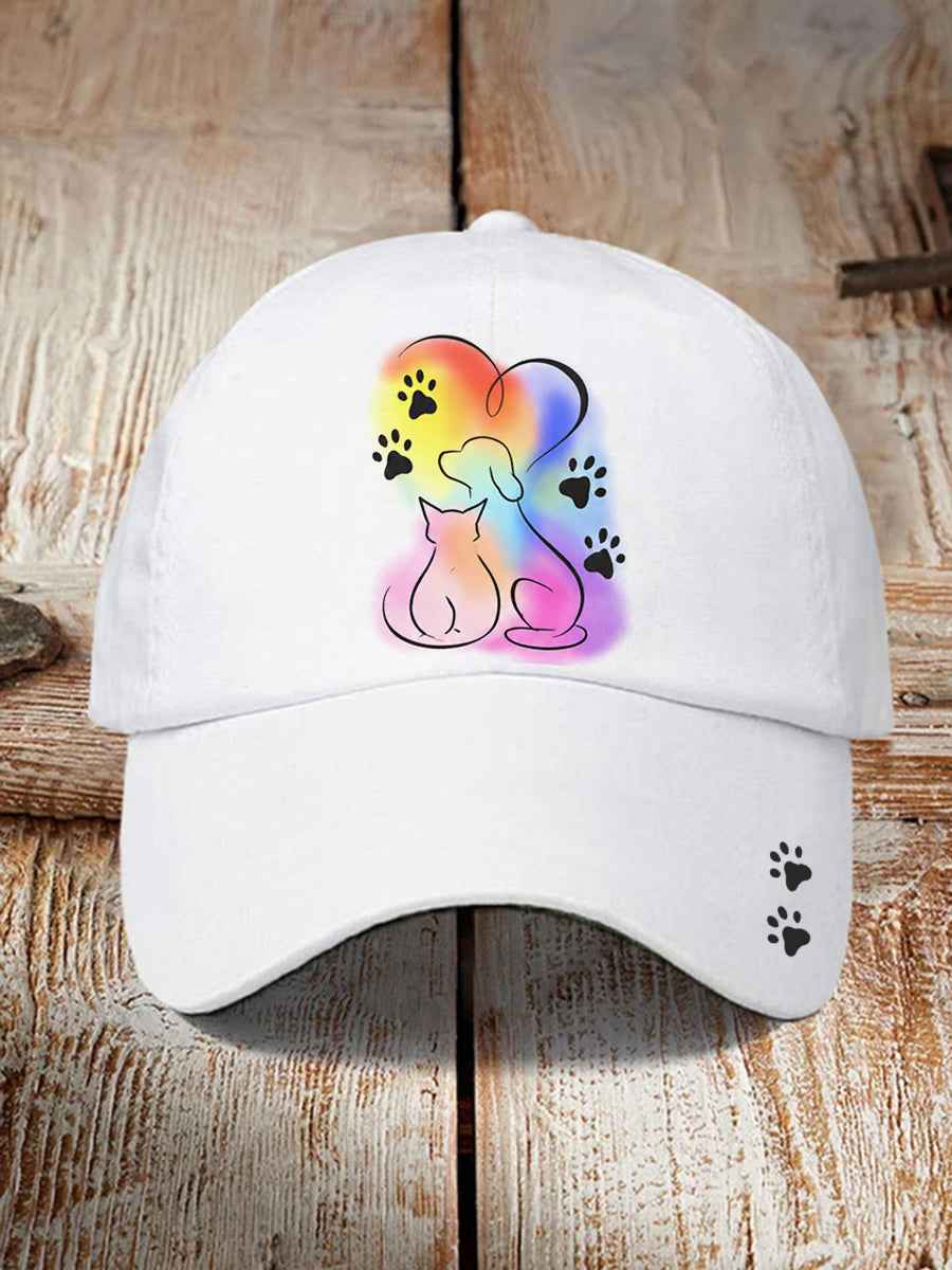 Unisex Cute Dog And Cat Print Gift For Pet Lovers Hat