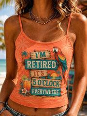 Women's I'm Retired It's 5 O'clock Everywhere Parrot Print Casual Camisole