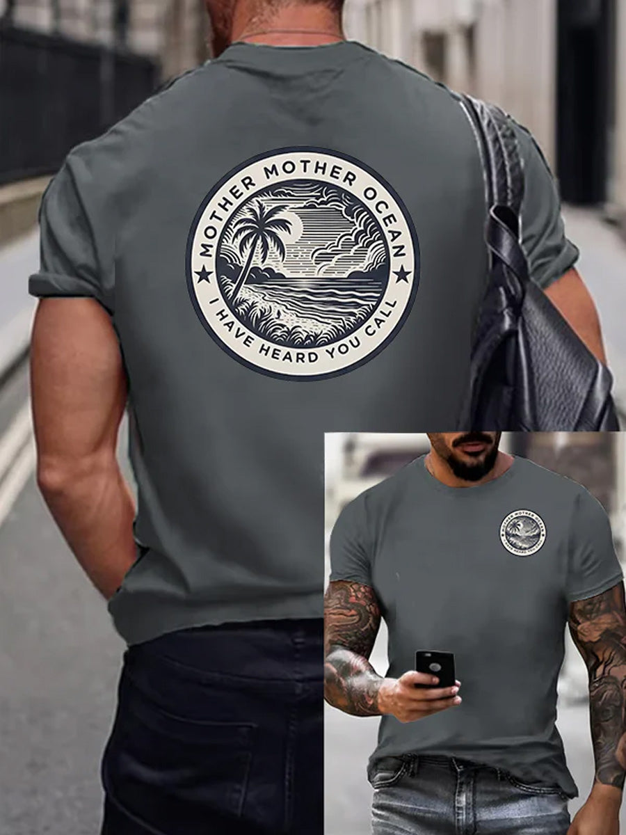 Men's Mother Mother Ocean I Have Heard You Call Print Casual Tee gracestitchs