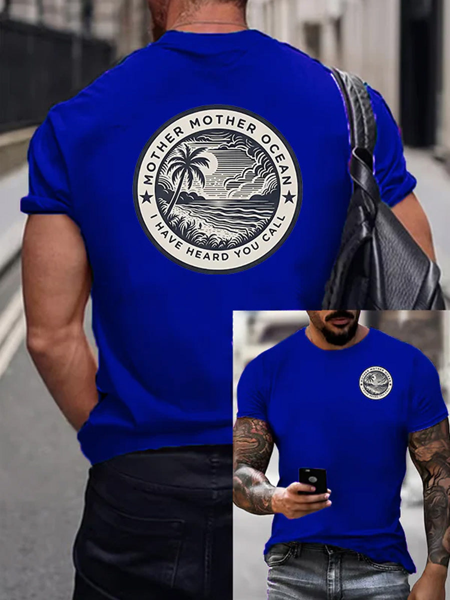 Men's Mother Mother Ocean I Have Heard You Call Print Casual Tee gracestitchs
