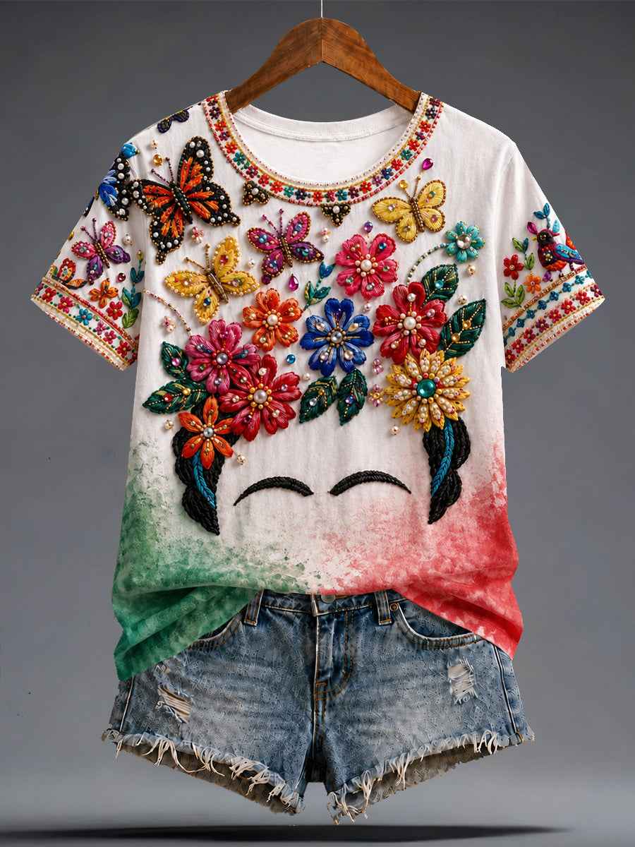 Women's Mexico Guelaguetza Lele Doll Art Printed T-shirt
