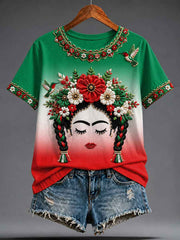 Women's Mexico Guelaguetza Lele Doll Art Printed T-shirt