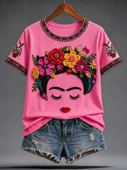 Women's Mexico Guelaguetza Lele Doll Art Printed T-shirt