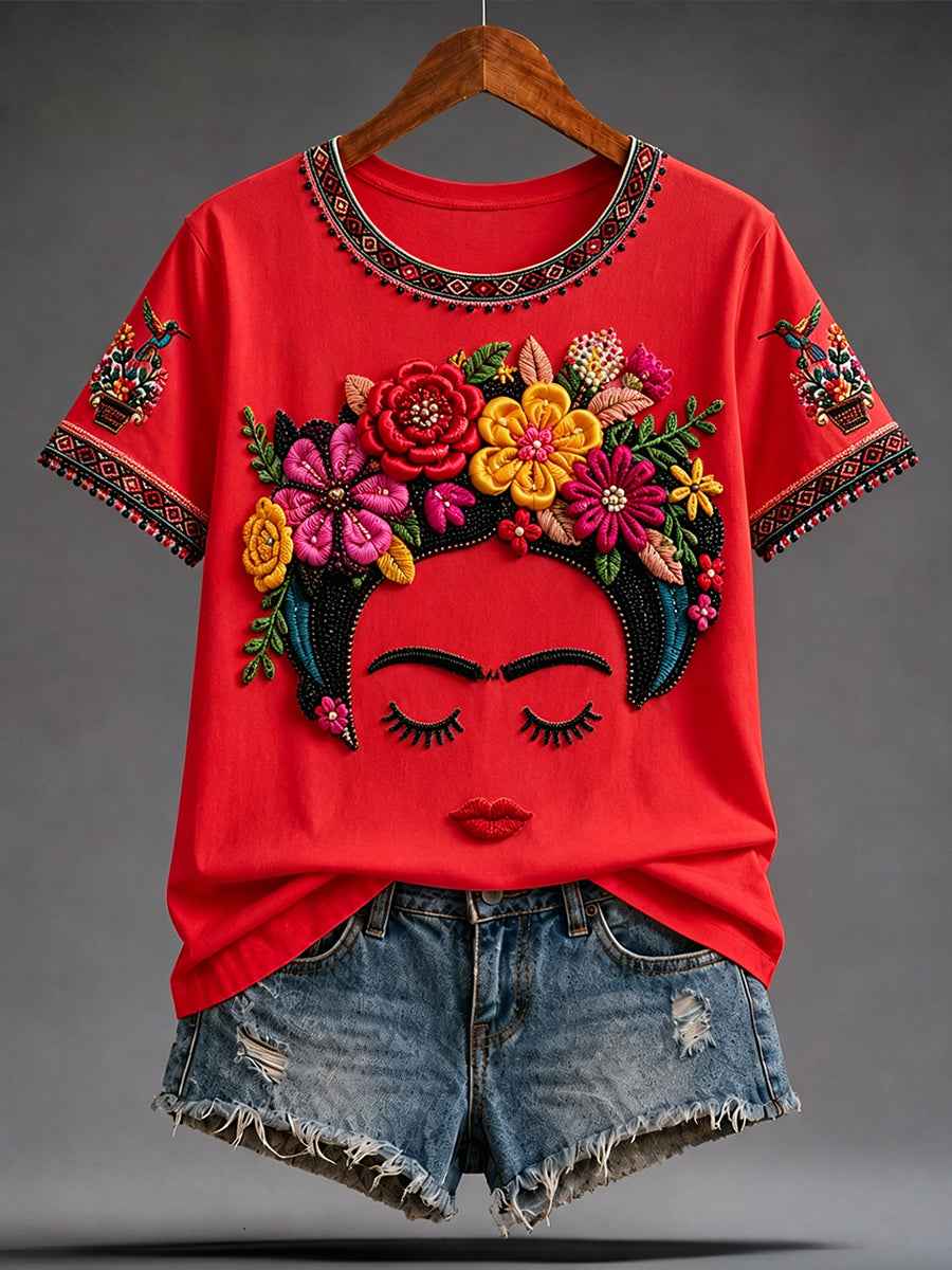 Women's Mexico Guelaguetza Lele Doll Art Printed T-shirt