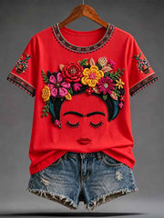 Women's Mexico Guelaguetza Lele Doll Art Printed T-shirt