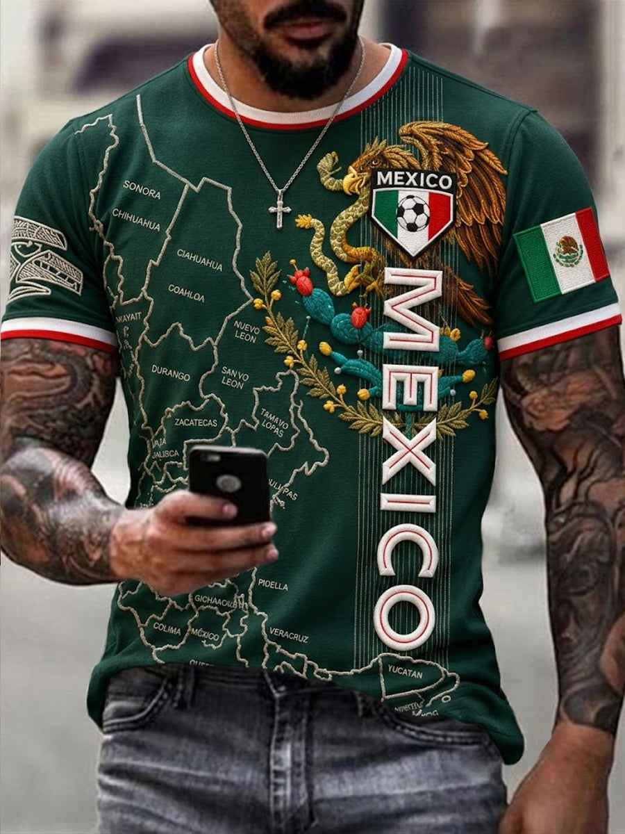 Men's Mexico Football Lover Art Short Sleeve T-shirt