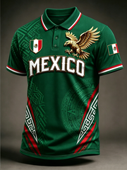 Men's Mexico Pride Art Printed polo shirt gracestitchs