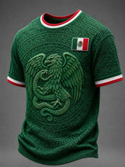Men's Mexico Football Lover Art O-neck Short Sleeve T-shirt