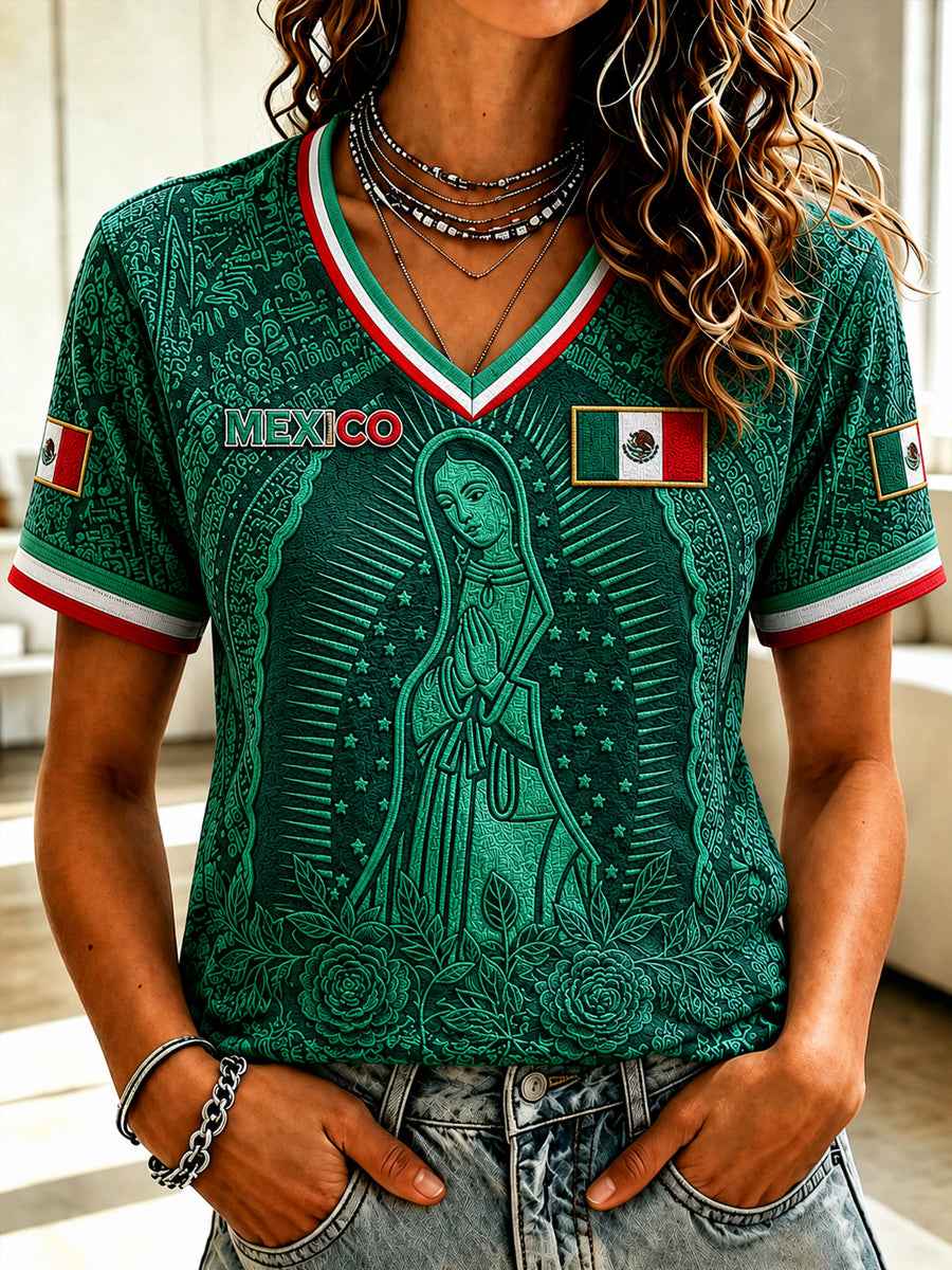 Women's Mexico Football Lover Art Short Sleeve T-shirt
