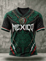 Men's Mexico Football Lover Art Short Sleeve V-neck T-shirt