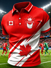 Men's Canada Print Casual Polo gracestitchs