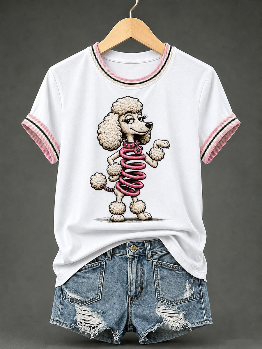 Women's Funny Dog Print Casual Tee gracestitchs