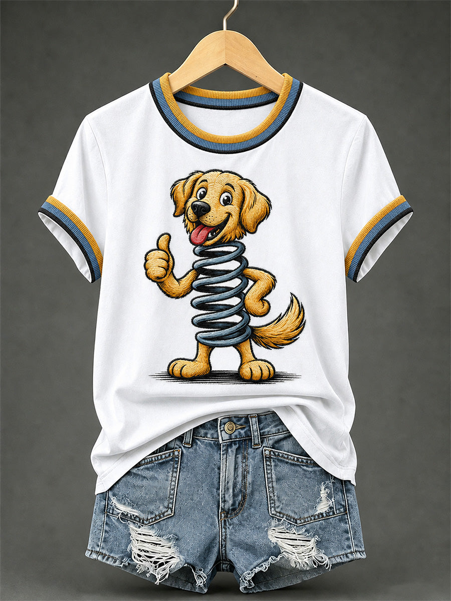 Women's Funny Dog Print Casual Tee gracestitchs
