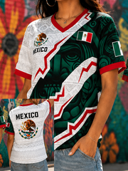 Women's Mexico Football Lover Art Printed short-sleeved T-shirt gracestitchs