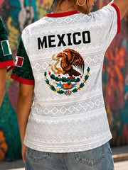 Women's Mexico Football Lover Art Printed short-sleeved T-shirt gracestitchs