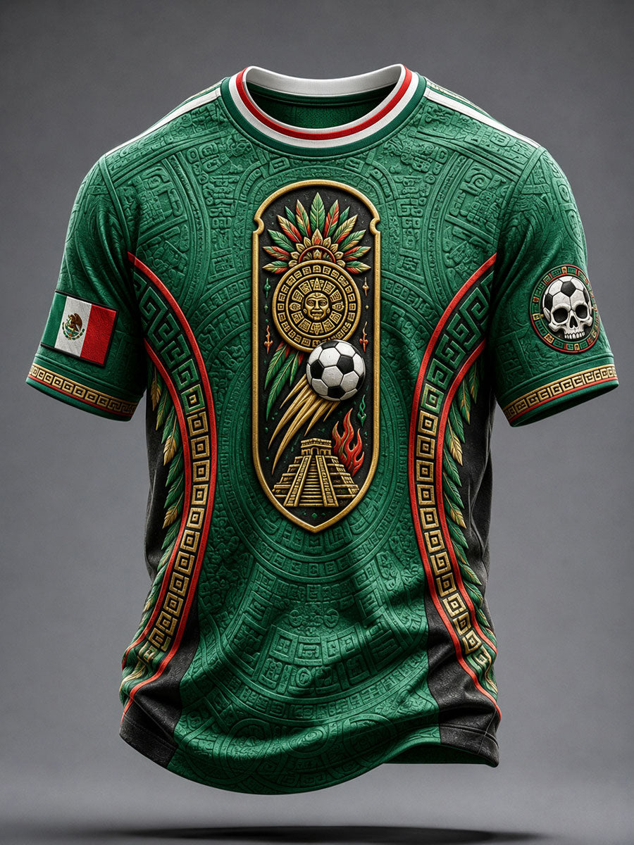 Men's Mexico Football Lover Alebrije Art Printed T-shirt gracestitchs
