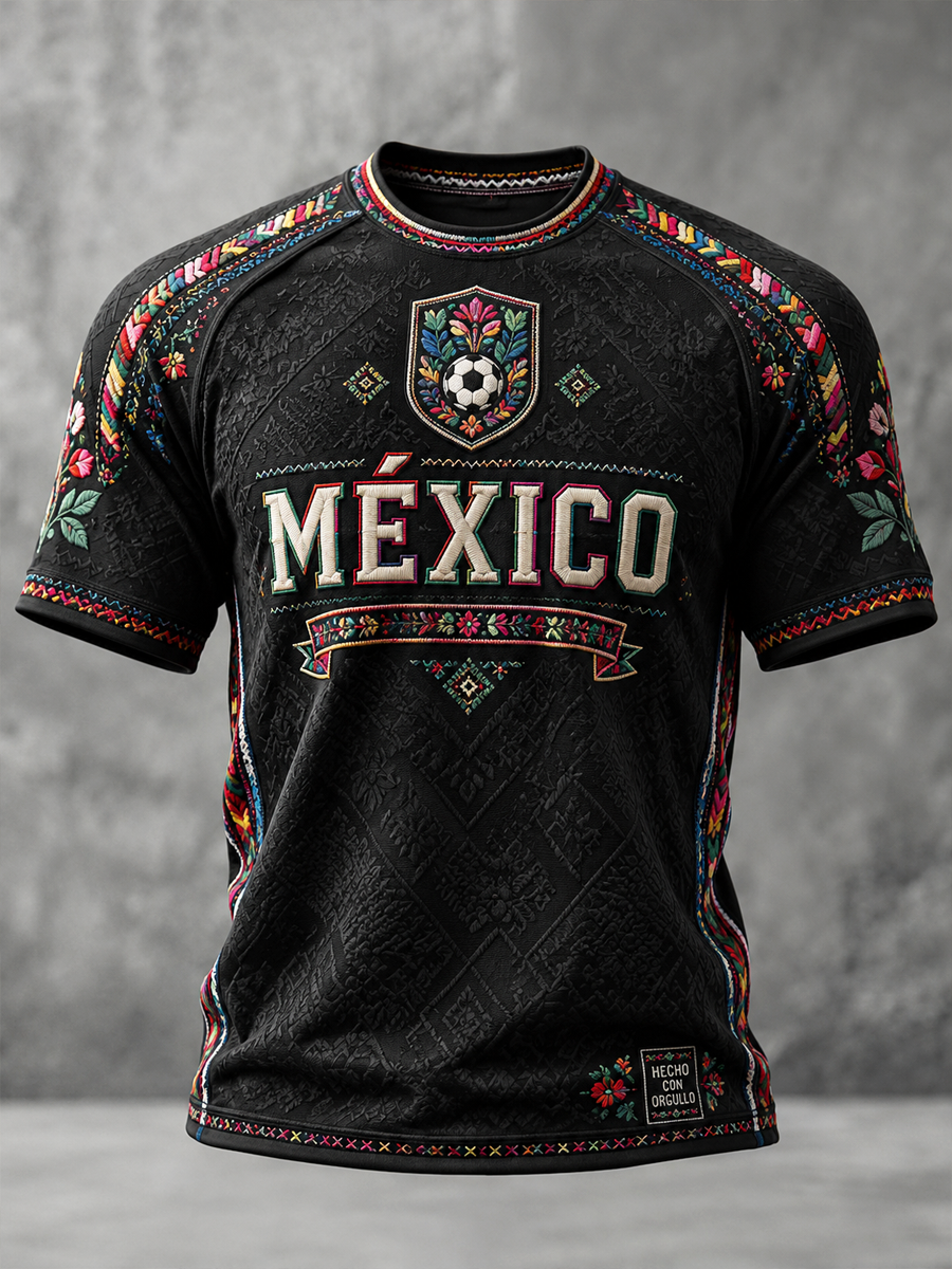 Men's Mexico Football Lover Art Printed short sleeve t-shirt