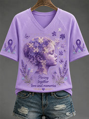 Women's "Piecing Together Love And Memories - Alzheimer's Theme" T-shirt gracestitchs