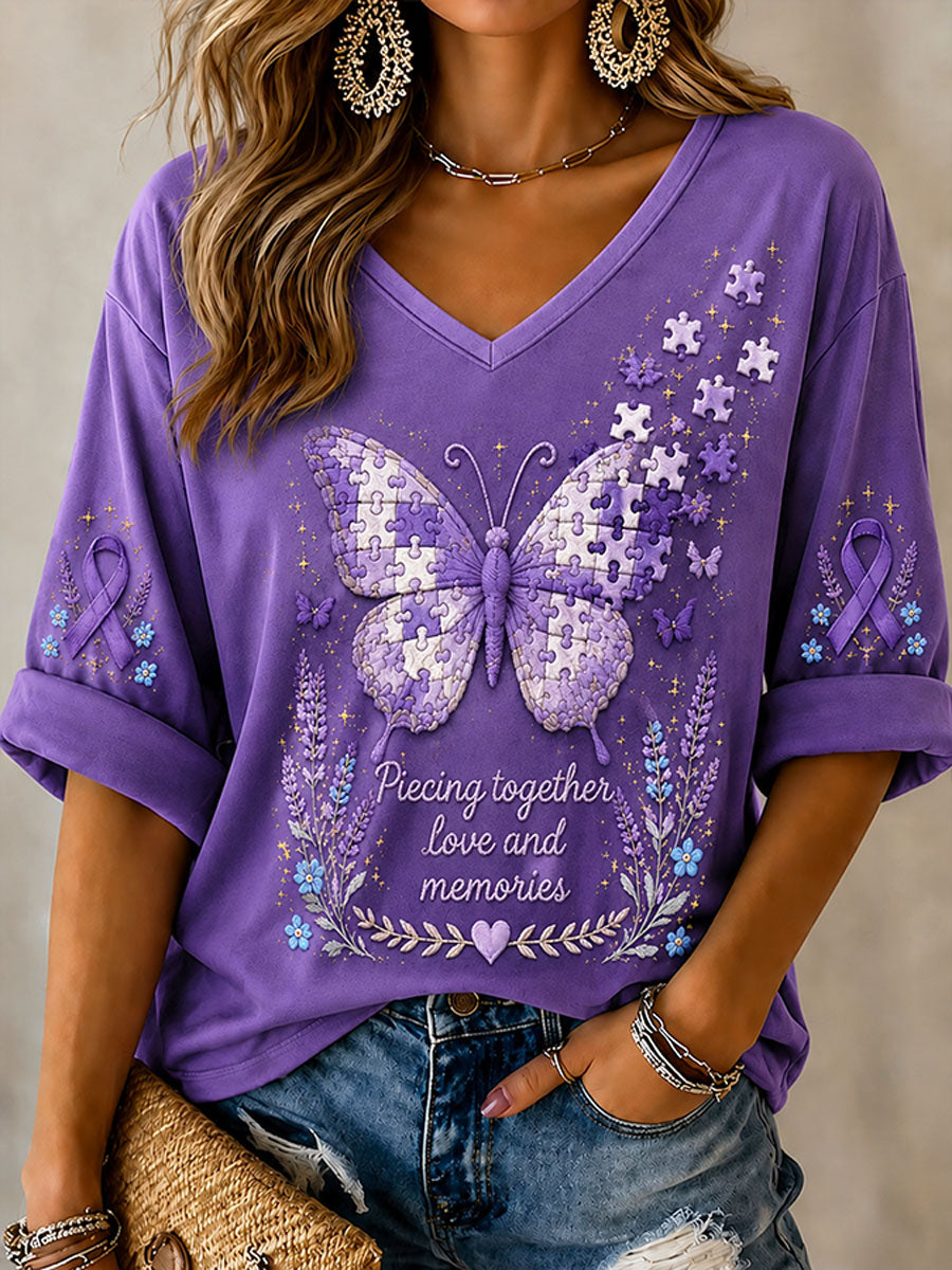 Women's "Piecing Together Love And Memories - Alzheimer's Theme" T-shirt gracestitchs