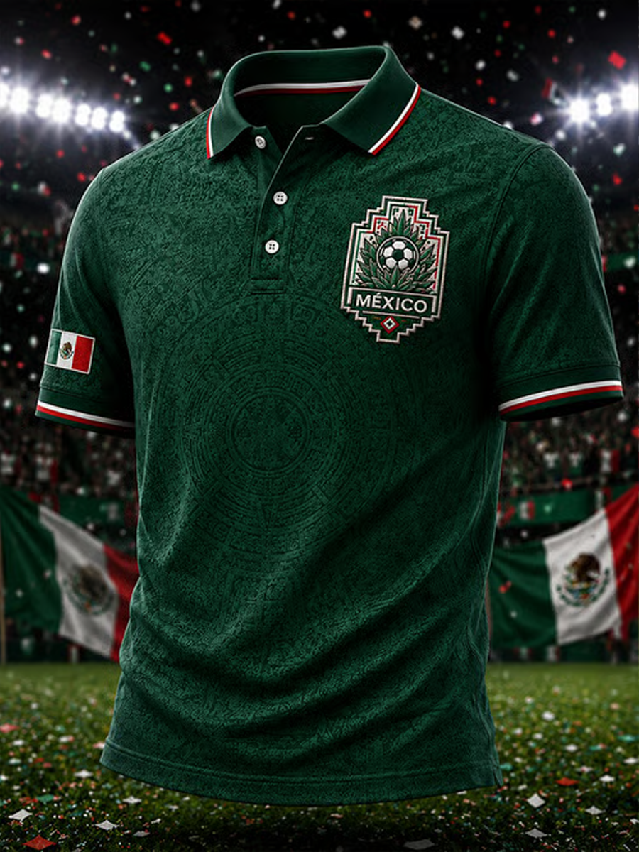 Men's Mexico Football Lover Art Printed polo shirt gracestitchs