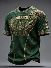 Men's Mexico Football Lover Aztec Art Printed T-shirt gracestitchs