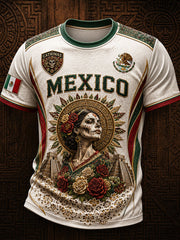 Men's Mexico Football Lover La Catrina Art Printed T-shirt gracestitchs