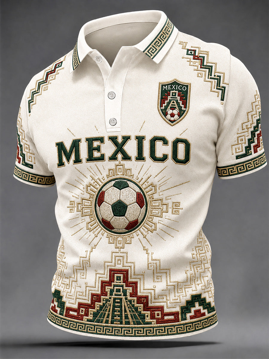 Men's Mexican Pride Print Casual Polo gracestitchs