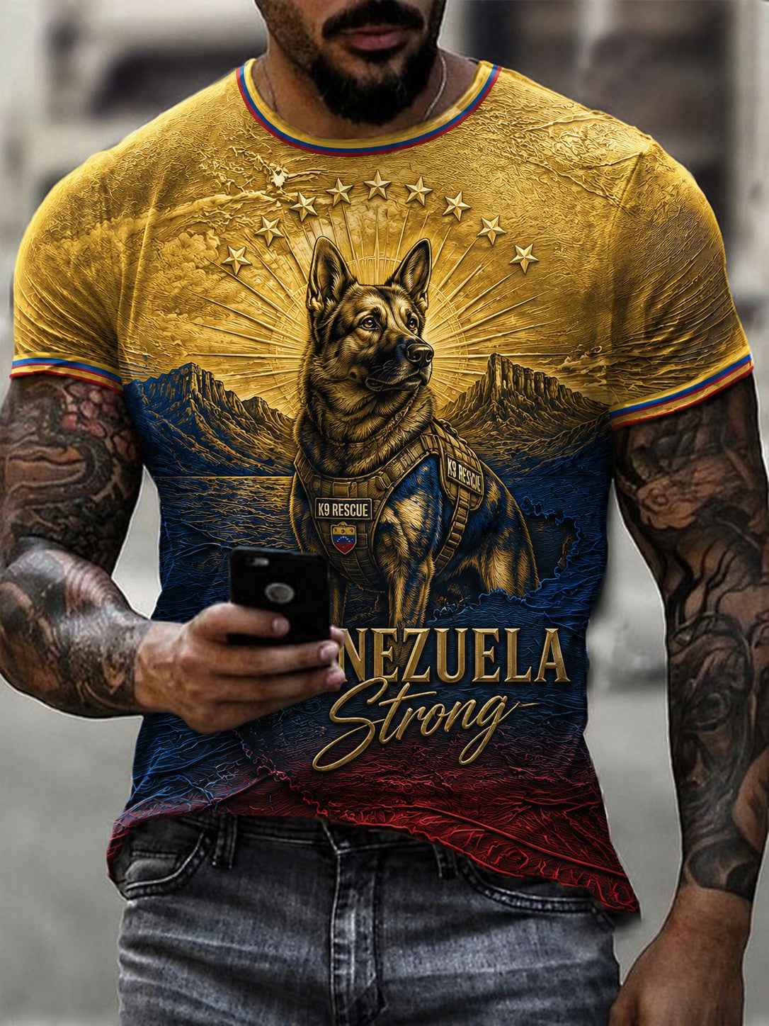 Men's K9 Rescue Venezuela Strong Printed T-shirt