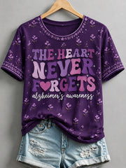 Women's“The Heart Never Forgets” Alzheimer's Theme T-shirt gracestitchs