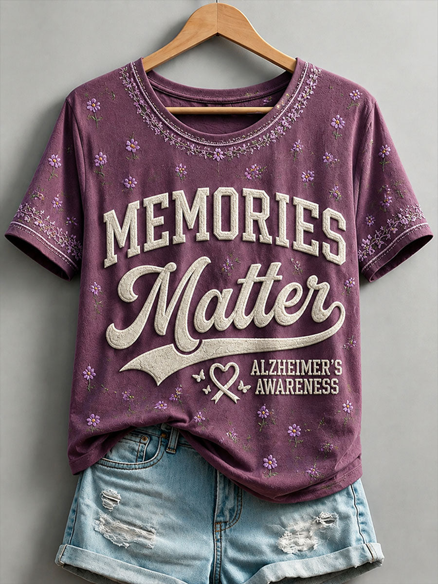 Women's“Memories Matter” Alzheimer's Theme T-shirt gracestitchs
