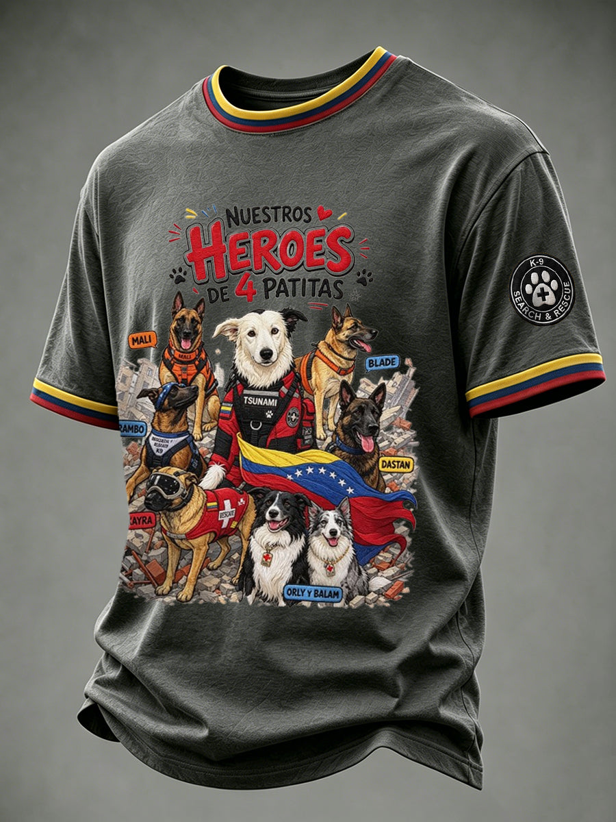 Men's Search & Rescue K9 Paw Patrol Dog Lover Print T-shirt gracestitchs