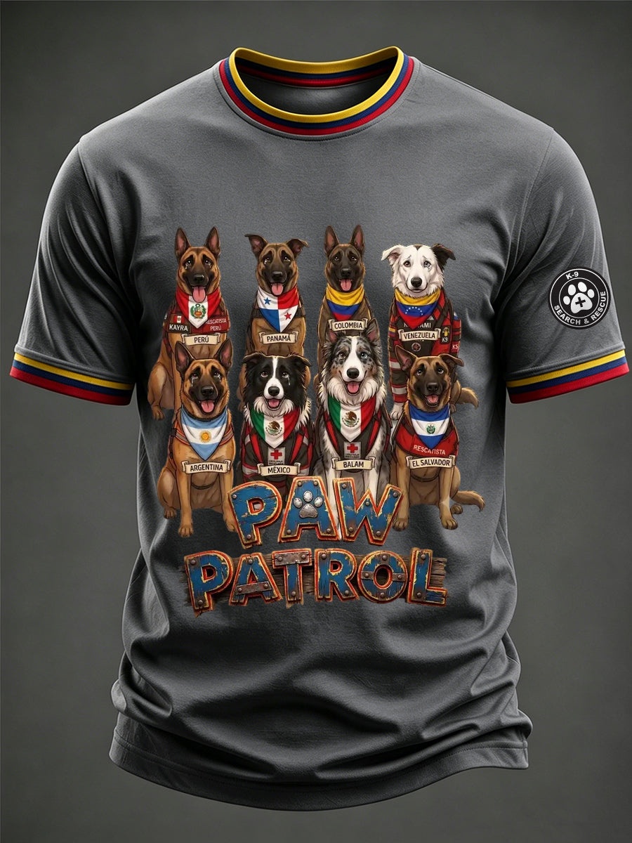 Men's Search & Rescue K9 Paw Patrol Dog Lover Print T-shirt gracestitchs