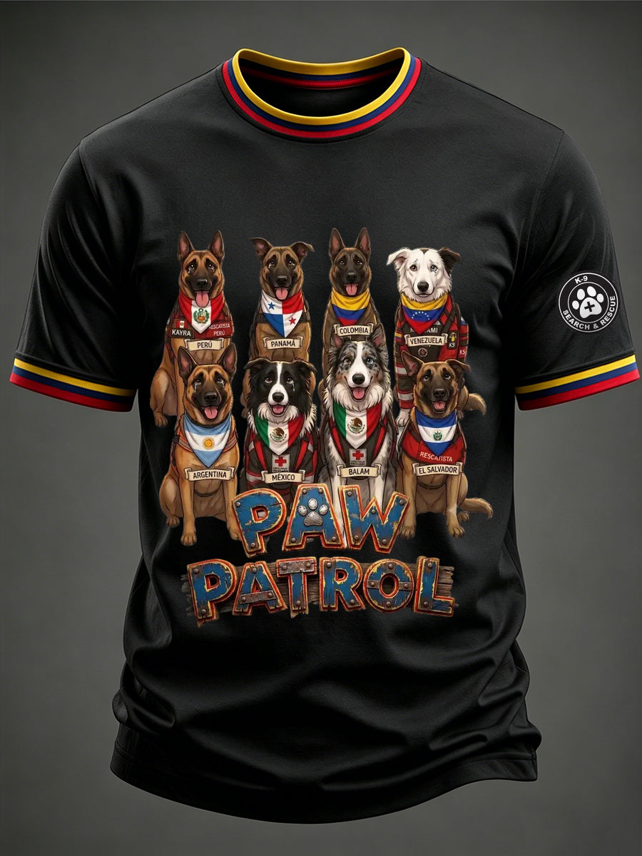 Men's Search & Rescue K9 Paw Patrol Dog Lover Print T-shirt gracestitchs