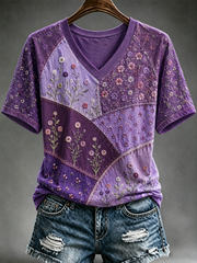 Women's floral print short-sleeved T-shirt gracestitchs